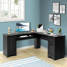 Load image into Gallery viewer, 66" x 66" L-shaped Corner Computer Desk with Drawers-Black