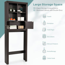 Load image into Gallery viewer, Over the Toilet Storage Cabinet with 4 Open Compartments-Brown