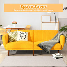 Load image into Gallery viewer, Convertible Futon Sofa Bed Adjustable Couch Sleeper with Wood Legs-Yellow