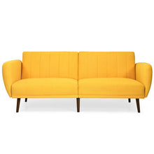 Load image into Gallery viewer, Convertible Futon Sofa Bed Adjustable Couch Sleeper with Wood Legs-Yellow