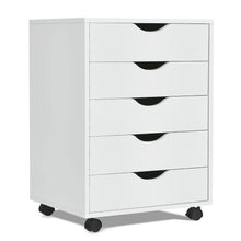 Load image into Gallery viewer, 5 Drawer Dresser Storage Cupboard Chest with Wheels for Home Office