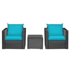 Load image into Gallery viewer, 3 Pieces Patio wicker Furniture Set with Cushion-Turquoise