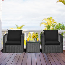 Load image into Gallery viewer, 3 Pieces Patio wicker Furniture Set with Cushion-Black