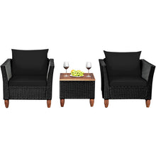 Load image into Gallery viewer, 3 Pieces Outdoor Patio Rattan Furniture Set-Black