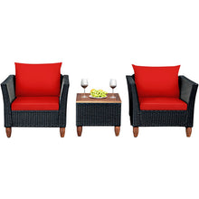 Load image into Gallery viewer, 3 Pieces Outdoor Patio Rattan Furniture Set-Red