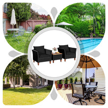 Load image into Gallery viewer, 3 Pieces Outdoor Patio Rattan Furniture Set-Black