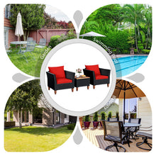 Load image into Gallery viewer, 3 Pieces Outdoor Patio Rattan Furniture Set-Red