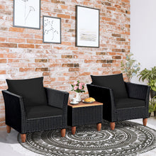 Load image into Gallery viewer, 3 Pieces Outdoor Patio Rattan Furniture Set-Black
