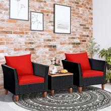 Load image into Gallery viewer, 3 Pieces Outdoor Patio Rattan Furniture Set-Red