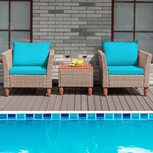 Load image into Gallery viewer, 3 Pieces Patio Rattan Bistro Furniture Set-Turquoise