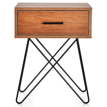 Load image into Gallery viewer, Nightstand Coffee Table Storage Display with Steel Legs and 1 Drawer