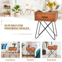 Load image into Gallery viewer, Nightstand Coffee Table Storage Display with Steel Legs and 1 Drawer