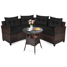 Load image into Gallery viewer, 4 Pieces Outdoor Cushioned Rattan Furniture Set-Black