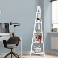 Load image into Gallery viewer, 5-Tier Modern Corner Bookcase Shelf with Strong Wooden Frame-White