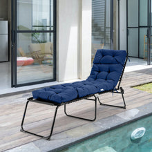Load image into Gallery viewer, Outdoor Lounge Chaise Cushion with String Ties for Garden Poolside-Navy