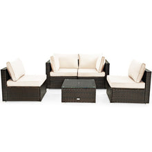 Load image into Gallery viewer, 5 Pieces Cushioned Patio Rattan Furniture Set with Glass Table-White