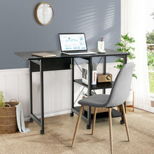 Load image into Gallery viewer, Folding Writing Office Desk with Storage Shelves-Black