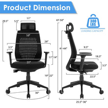 Load image into Gallery viewer, High Back Mesh Office Chair Swivel Reclining Task Chair with Clothes Hanger