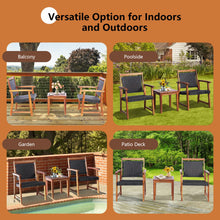 Load image into Gallery viewer, 3 Pieces Rattan Bistro Set with Acacia Wood Frame for Garden