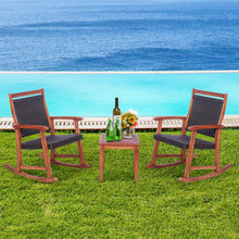 Load image into Gallery viewer, 3 Pieces Acacia Wood Patio Rocking Chair Set with Side Table