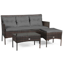 Load image into Gallery viewer, 3 Pieces Patio Furniture Sectional Set with 5 Cozy Seat and Back Cushions-Gray