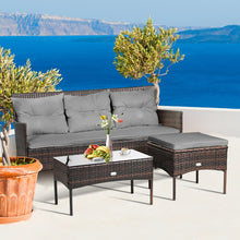 Load image into Gallery viewer, 3 Pieces Patio Furniture Sectional Set with 5 Cozy Seat and Back Cushions-Gray