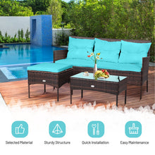 Load image into Gallery viewer, 3 Pieces Patio Furniture Sectional Set with 5 Cozy Seat and Back Cushions-Turquoise