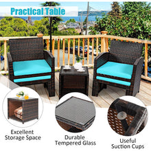 Load image into Gallery viewer, 5 Pieces Patio Rattan Furniture Set with Ottoman and Tempered Glass Coffee Table-Turquoise