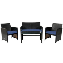 Load image into Gallery viewer, 4Pcs Patio Rattan Cushioned Furniture Set-Navy