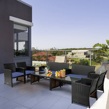 Load image into Gallery viewer, 4Pcs Patio Rattan Cushioned Furniture Set-Navy