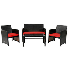 Load image into Gallery viewer, 4 Pieces Patio Rattan Cushioned Furniture Set-Red