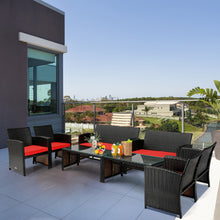 Load image into Gallery viewer, 4 Pieces Patio Rattan Cushioned Furniture Set-Red