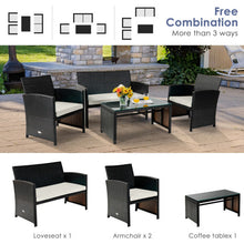 Load image into Gallery viewer, 4Pcs Patio Rattan Cushioned Furniture Set-White