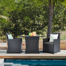 Load image into Gallery viewer, 3 Pieces Patio Rattan Furniture Set with Cushion and Sofa Armrest-Gray