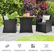 Load image into Gallery viewer, 3 Pieces Patio Rattan Furniture Set with Cushion and Sofa Armrest-Gray