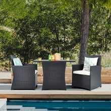 Load image into Gallery viewer, 3 Pieces Patio Rattan Furniture Set with Cushion and Sofa Armrest-White