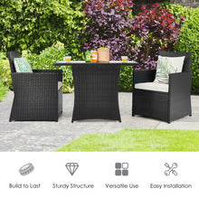 Load image into Gallery viewer, 3 Pieces Patio Rattan Furniture Set with Cushion and Sofa Armrest-White