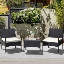 Load image into Gallery viewer, 3 Pieces Patio Wicker Rattan Furniture Set with Cushion for Lawn Backyard