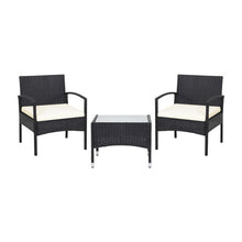 Load image into Gallery viewer, 3 Pieces Patio Wicker Rattan Furniture Set with Cushion for Lawn Backyard