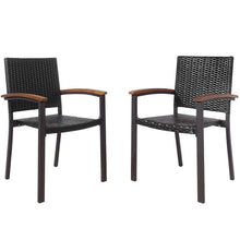 Load image into Gallery viewer, Set of 2 Outdoor Patio PE Rattan Dining Chairs