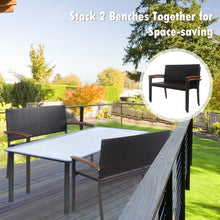 Load image into Gallery viewer, Outdoor Patio Rattan Wicker Bench with Armrest for Garden