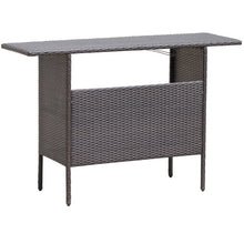 Load image into Gallery viewer, Outdoor Wicker Bar Table with 2 Metal Mesh Shelves