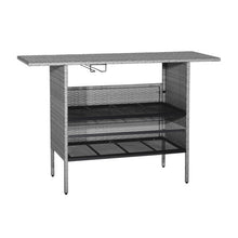 Load image into Gallery viewer, Outdoor Patio Wicker Bar Table with Metal Shelves