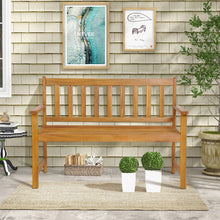 Load image into Gallery viewer, 2-Person Outdoor Acacia Wood Bench with Backrest
