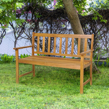 Load image into Gallery viewer, 2-Person Outdoor Acacia Wood Bench with Backrest