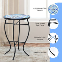 Load image into Gallery viewer, Mosaic Side Round Balcony Bistro End Table with Ceramic Tile Top