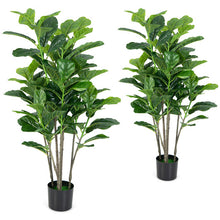 Load image into Gallery viewer, 51 Inches 2-Pack Artificial Fiddle Leaf Fig Tree for Indoor and Outdoor