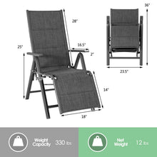 Load image into Gallery viewer, Aluminum Frame Adjustable Outdoor Foldable Reclining Padded Chair-Gray