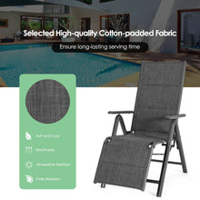 Load image into Gallery viewer, Aluminum Frame Adjustable Outdoor Foldable Reclining Padded Chair-Gray