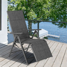 Load image into Gallery viewer, Aluminum Frame Adjustable Outdoor Foldable Reclining Padded Chair-Gray